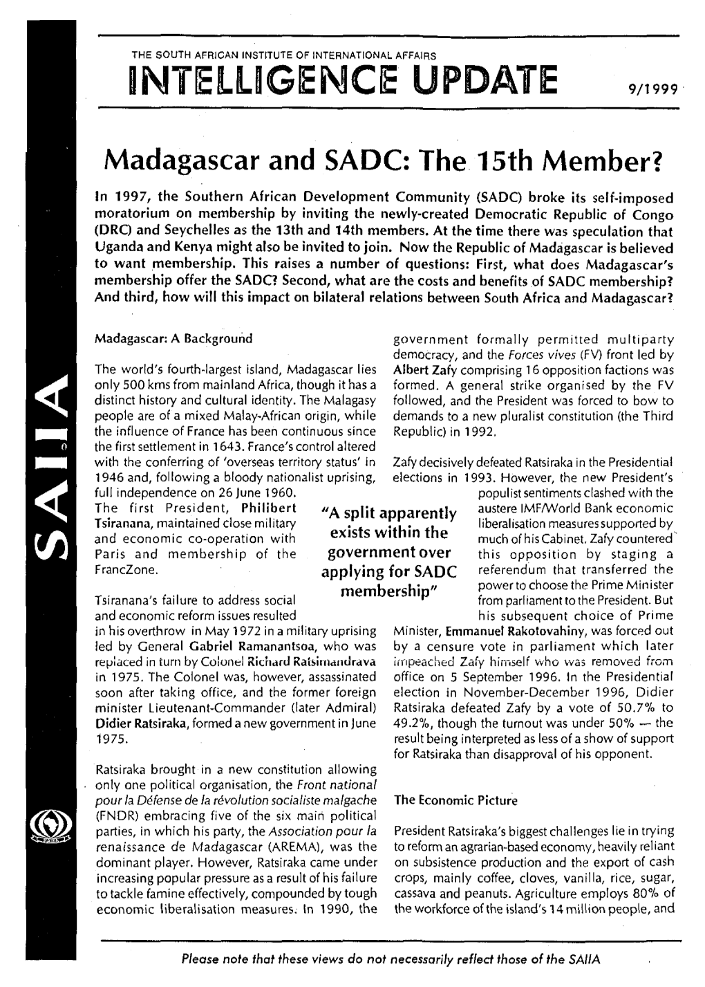 Madagascar and SADC: the 15Th Member?