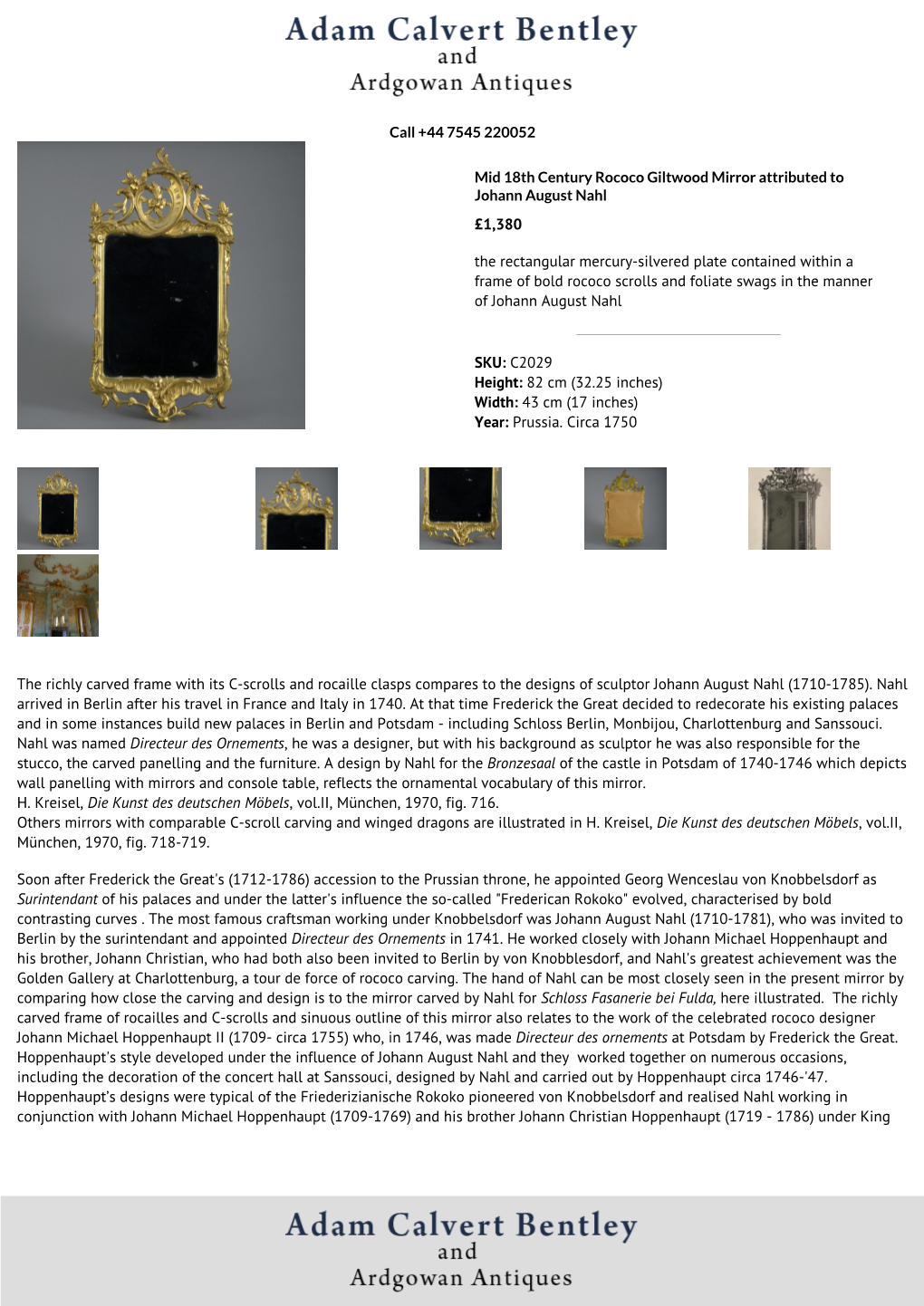 £1,380 the Rectangular Mercury-Silvered Plate Contained
