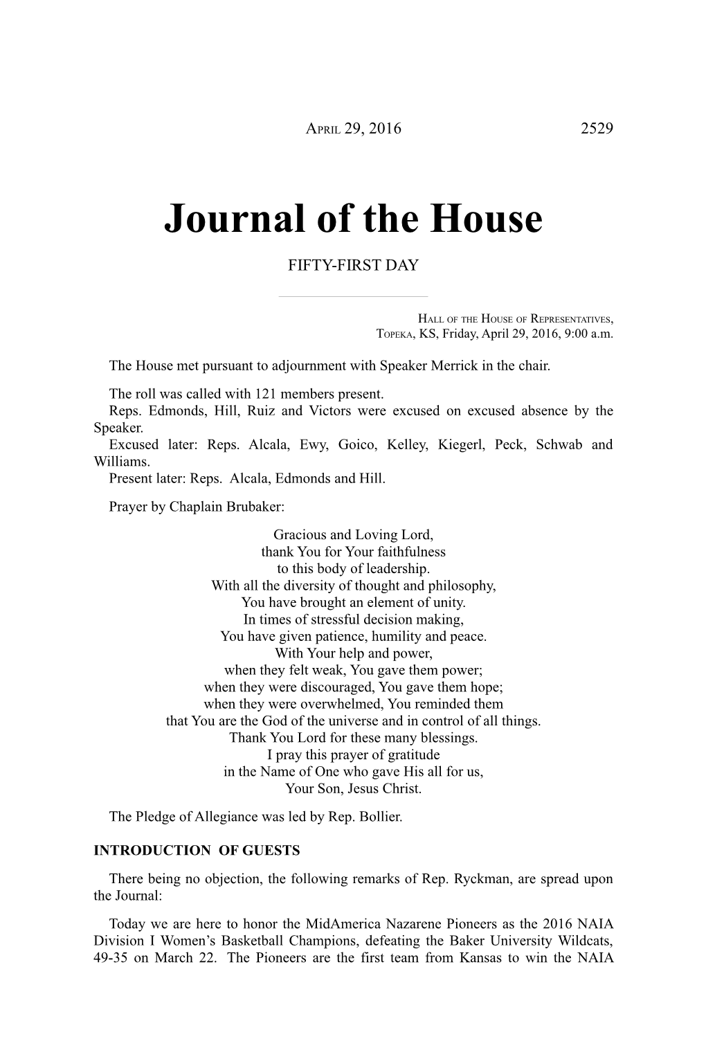 Journal of the House