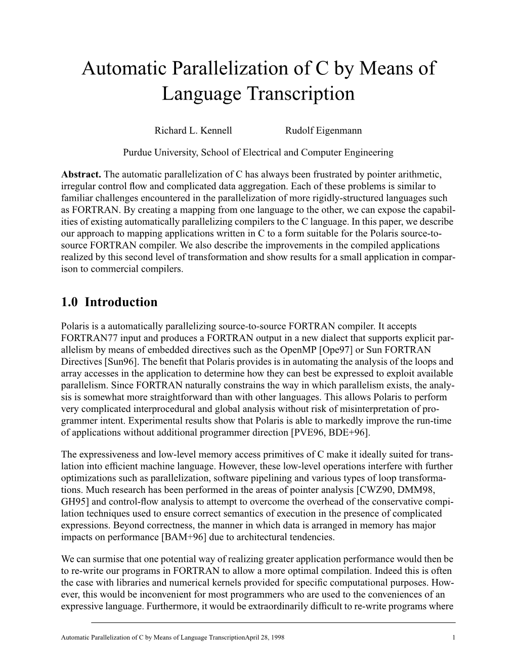 Automatic Parallelization of C by Means of Language Transcription