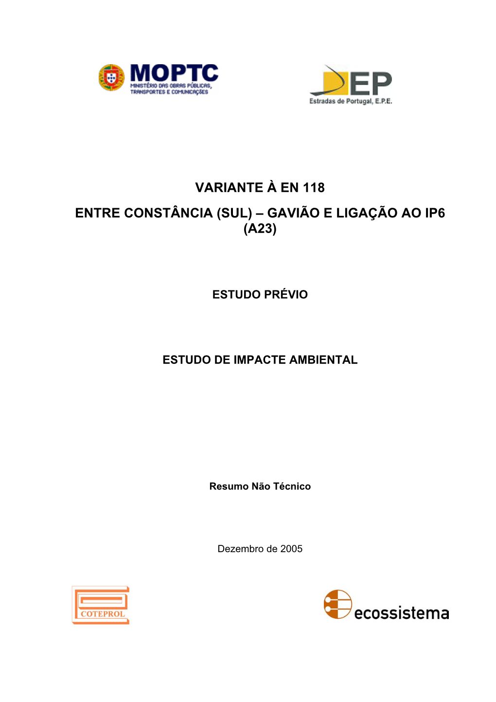 Variante À En 118 Entre Constância (Sul) – Gavião E Ligação Ao Ip6 (A23)