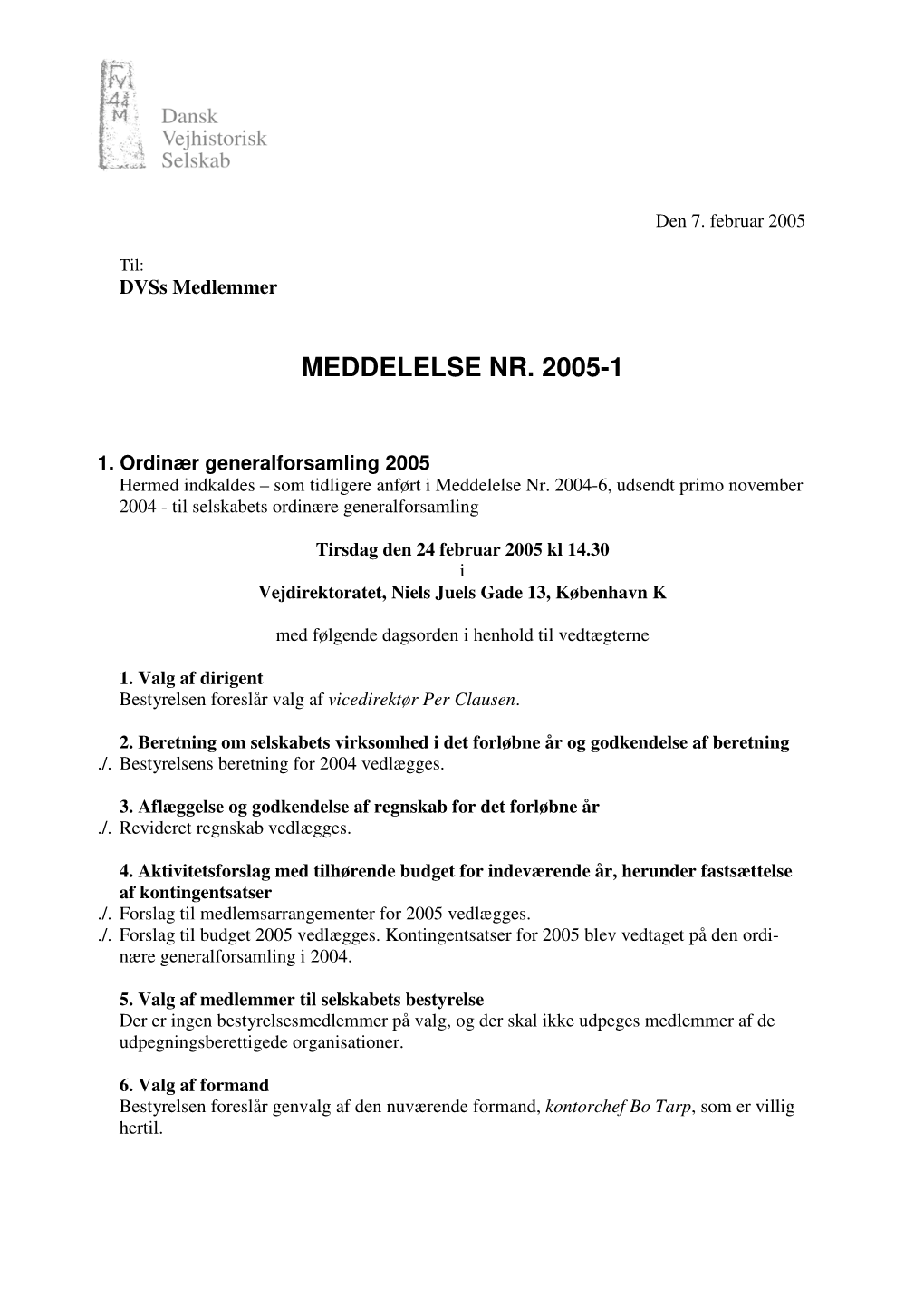 Meddelelse Nr. 2005-1