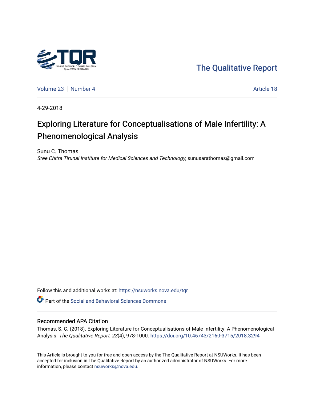 Exploring Literature for Conceptualisations of Male Infertility: a Phenomenological Analysis