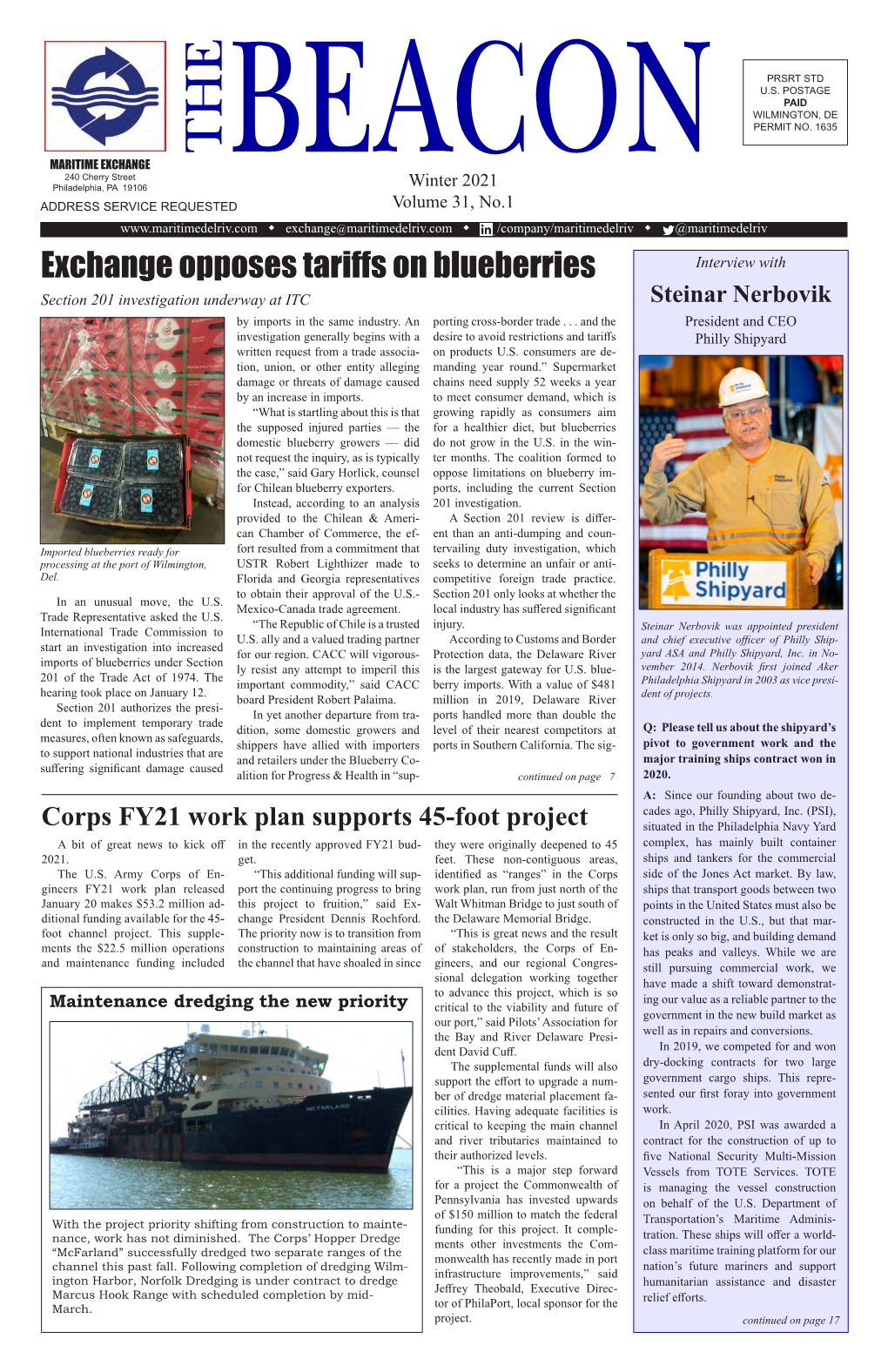 Exchange Opposes Tariffs on Blueberries Interview with Section 201 Investigation Underway at ITC Steinar Nerbovik by Imports in the Same Industry