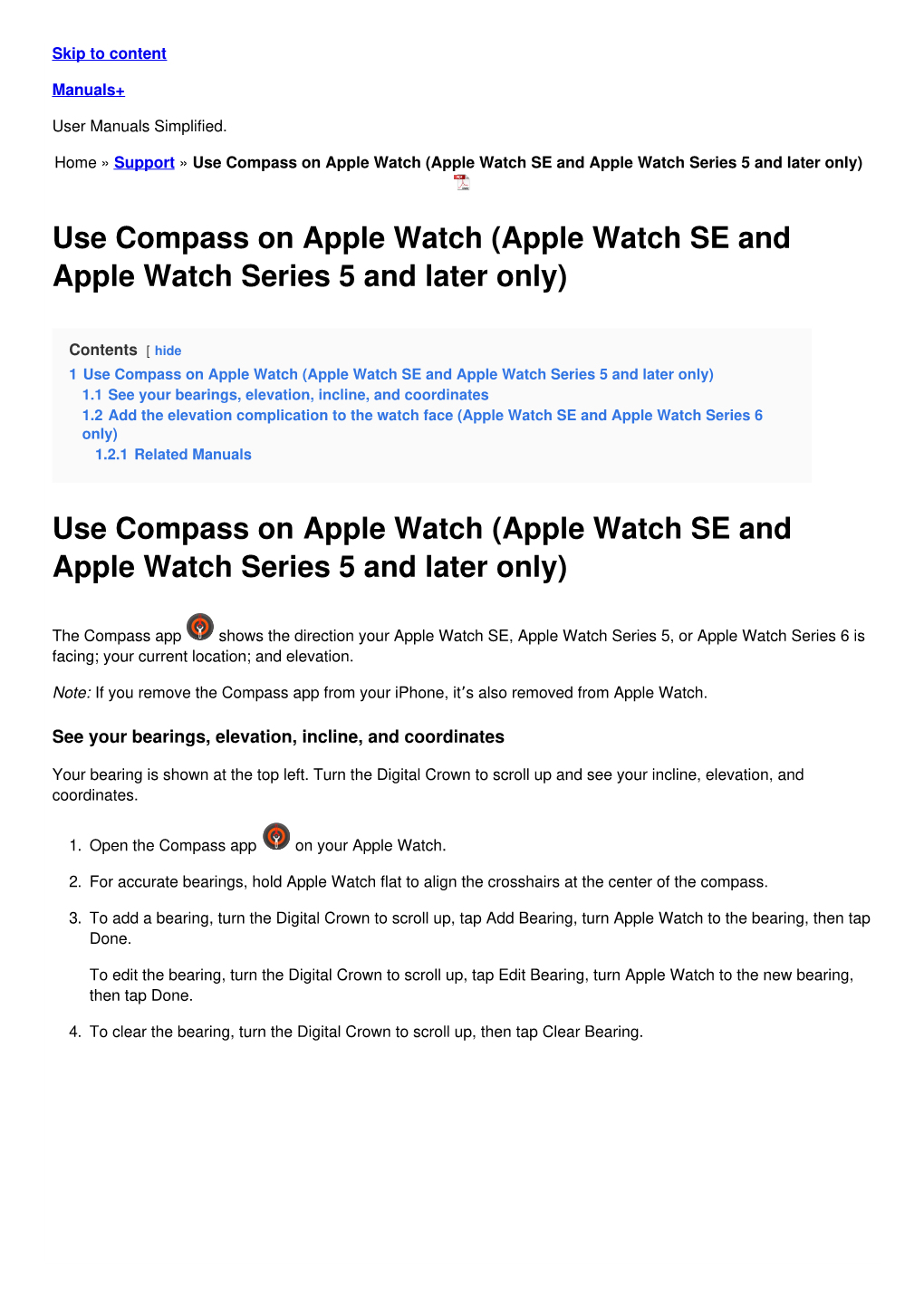 Use Compass on Apple Watch (Apple Watch SE and Apple Watch Series 5 and Later Only)