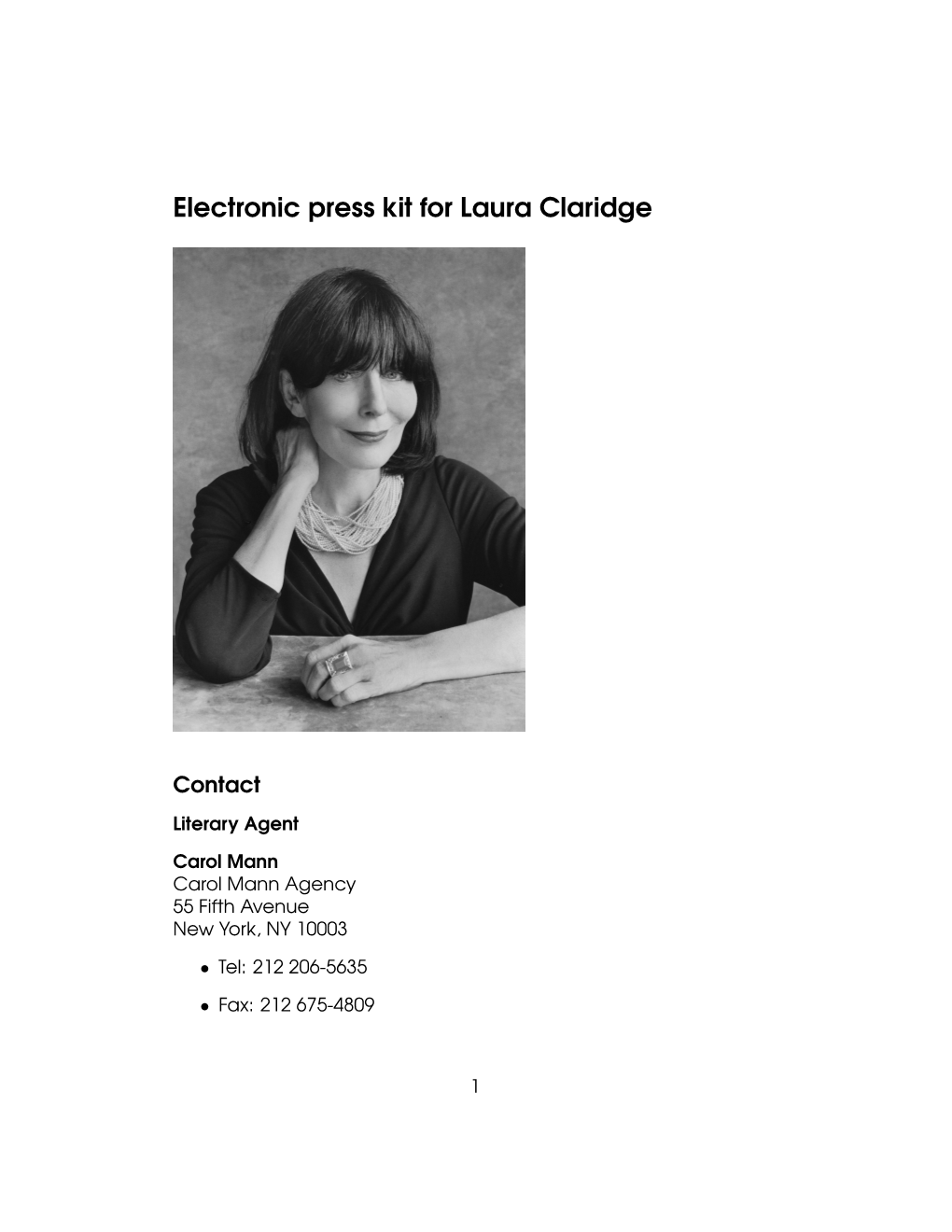 Electronic Press Kit for Laura Claridge