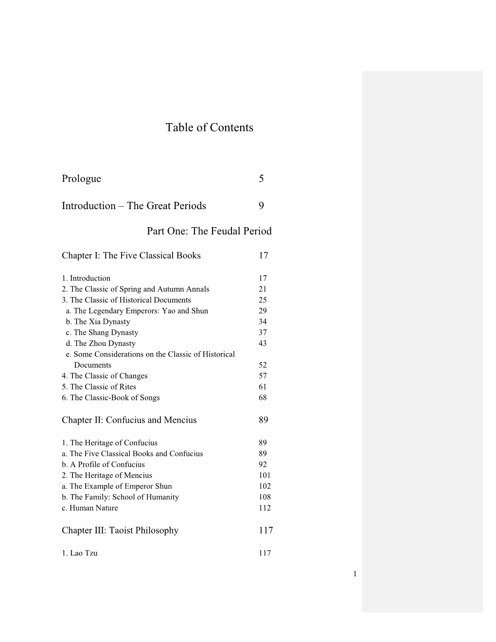 Table of Contents