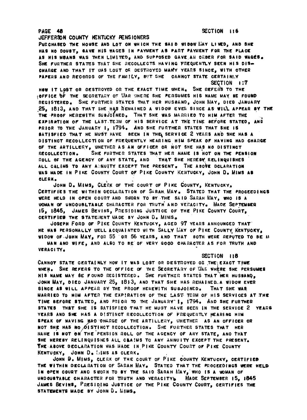 Page 46 Section Ii6 Jefferson County Kentucky Pensioners Section 157 Section