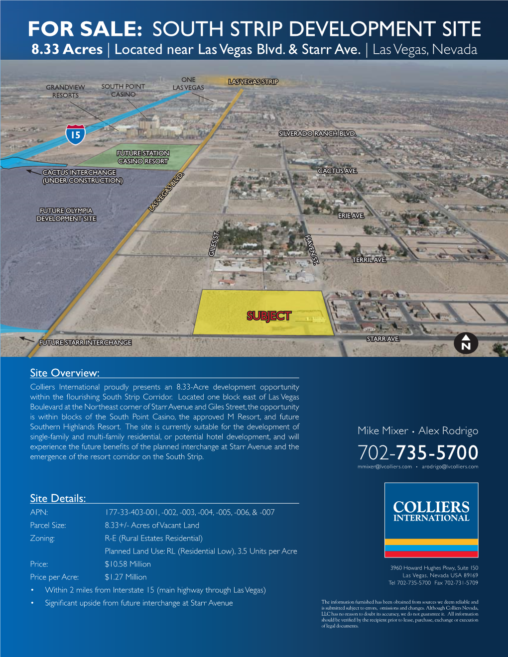 South Strip DEVELOPMENT SITE 8.33 Acres | Located Near Las Vegas Blvd