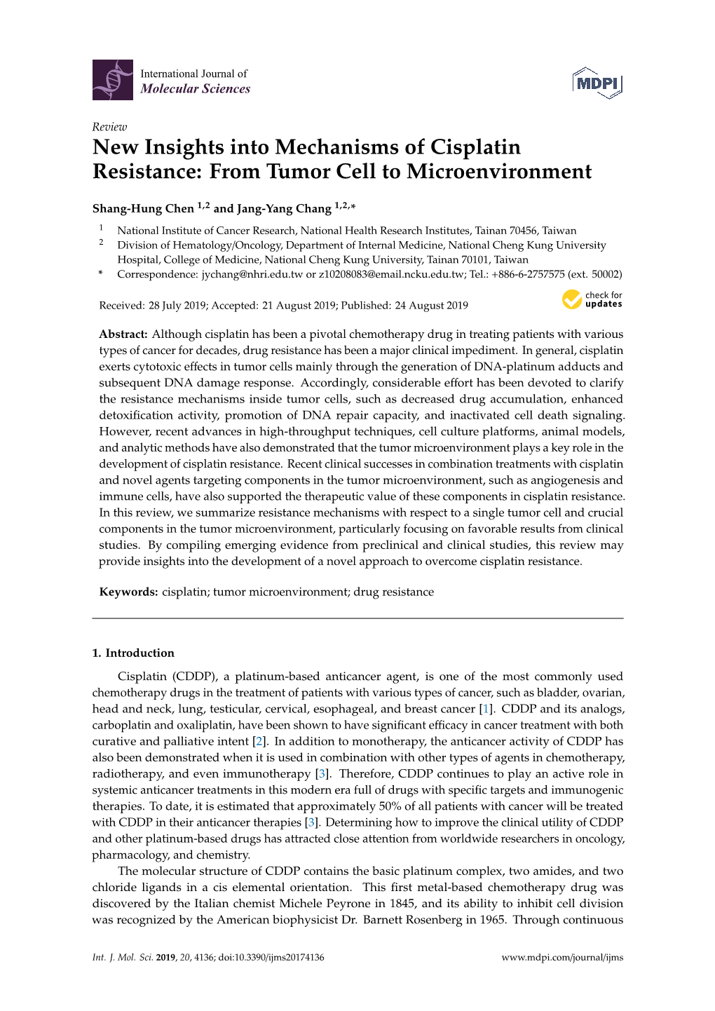 New Insights Into Mechanisms of Cisplatin Resistance: from Tumor Cell to Microenvironment