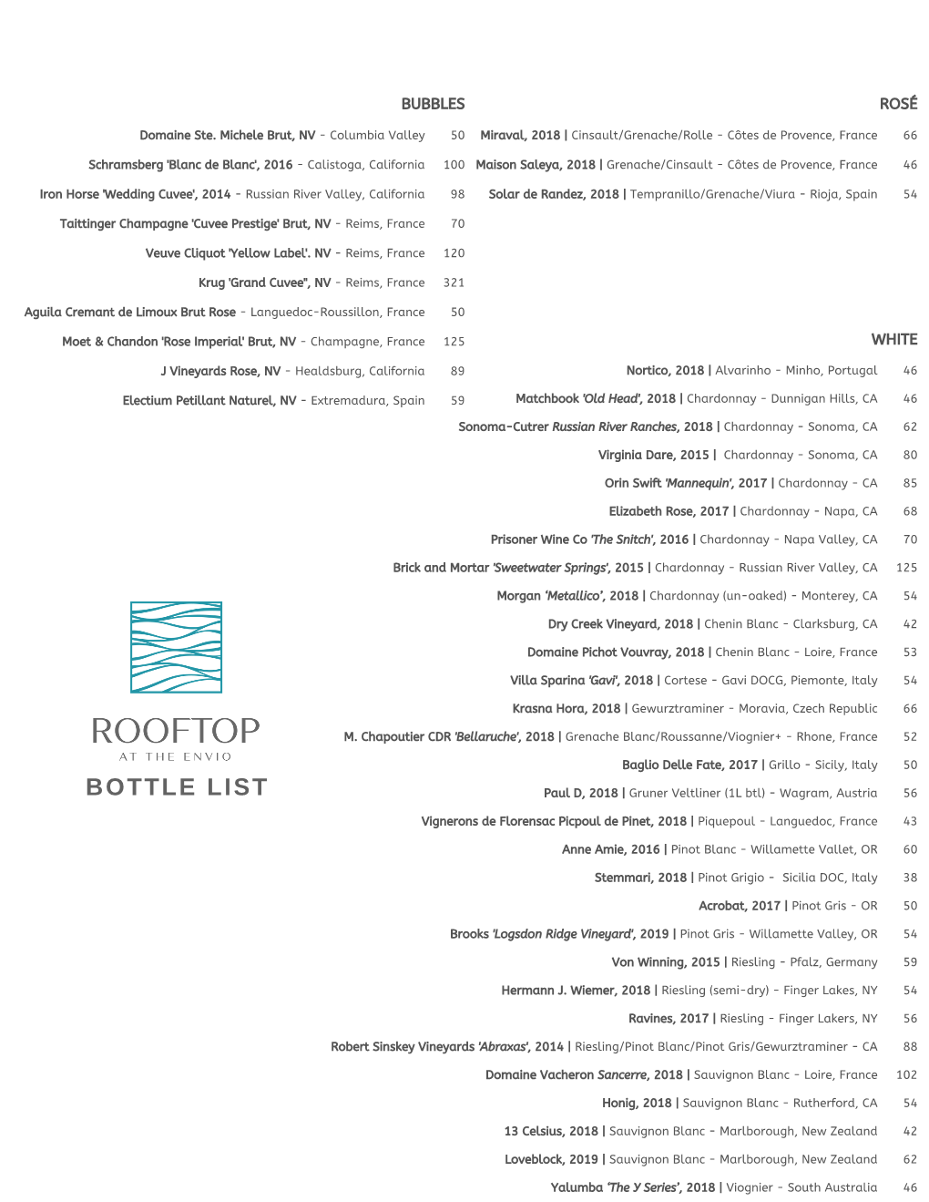 Rooftop Food Order Menu 4.25X11