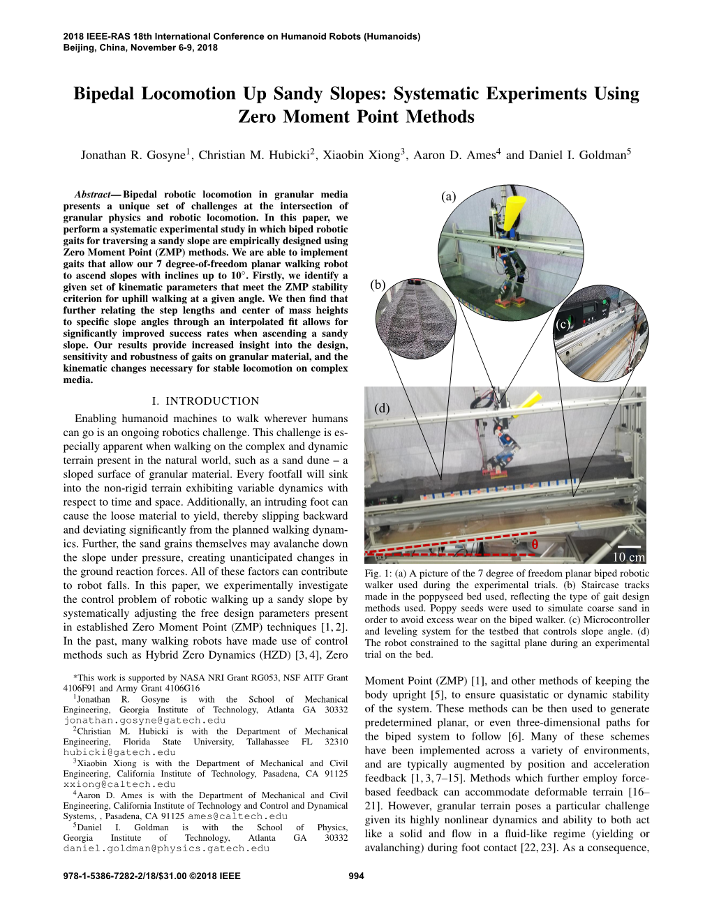 Bipedal Locomotion up Sandy Slopes: Systematic Experiments Using Zero Moment Point Methods