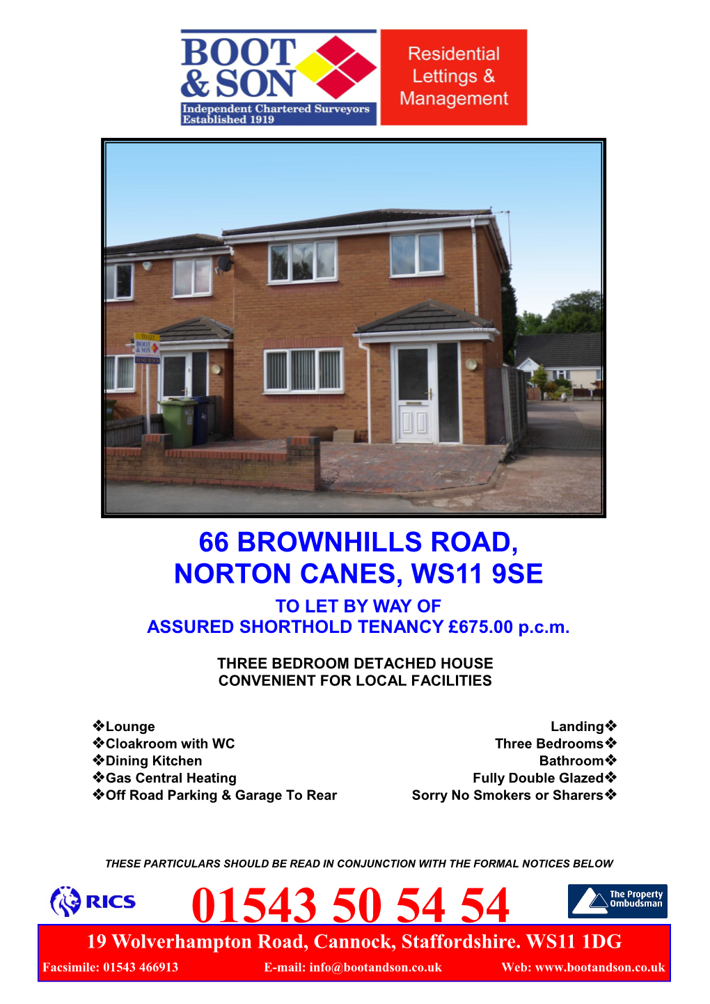 66 Brownhills Road, Norton Canes, Ws11 9Se