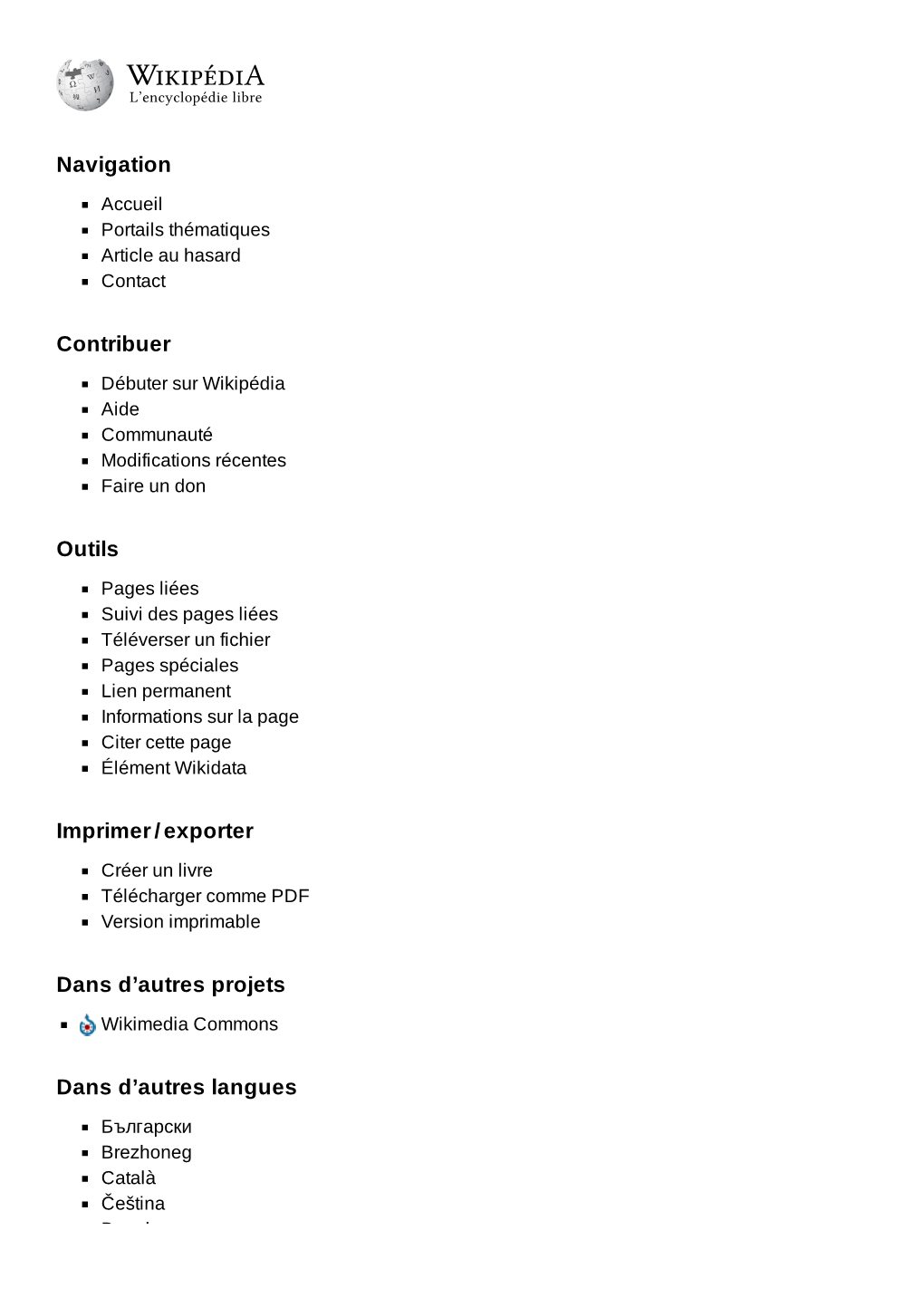 Navigation Contribuer Outils Imprimer / Exporter Dans D'autres Projets