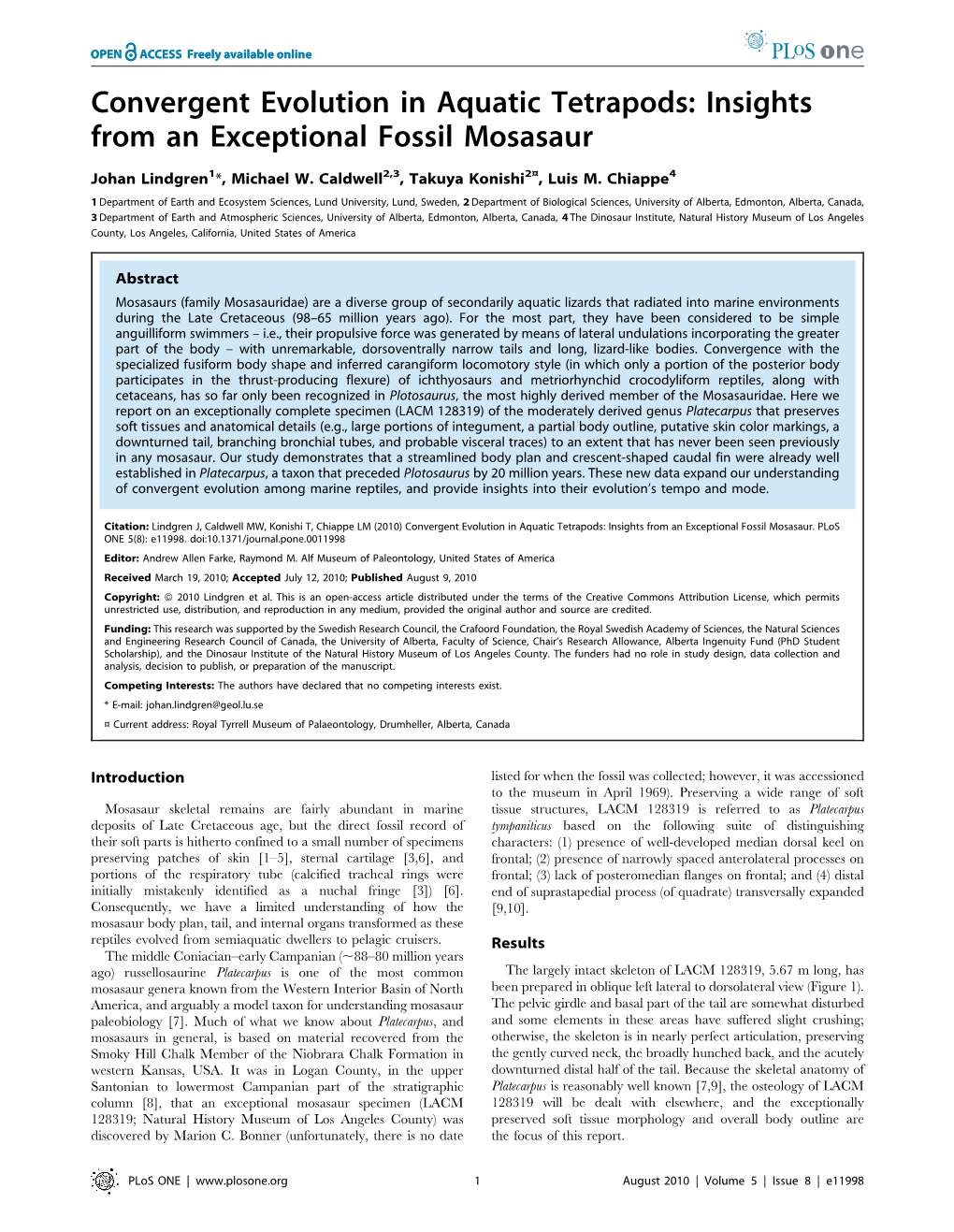 Convergent Evolution in Aquatic Tetrapods: Insights from an Exceptional Fossil Mosasaur