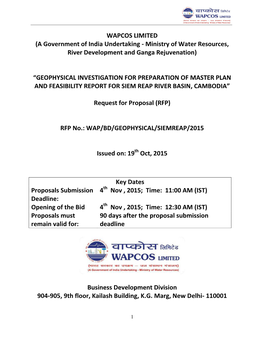 WAPCOS LIMITED (A Government of India Undertaking - Ministry of Water Resources, River Development and Ganga Rejuvenation)