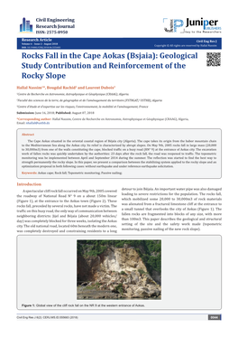 Rocks Fall in the Cape Aokas (Bsjaia): Geological Study Contribution and Reinforcement of the Rocky Slope