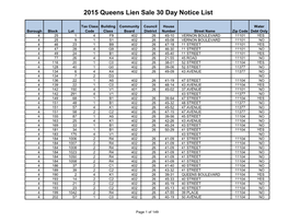 2015 Queens Lien Sale 30 Day Notice List