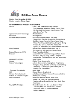 IBIS Open Forum Minutes