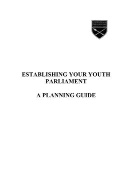 Establishing Your Youth Parliament a Planning Guide
