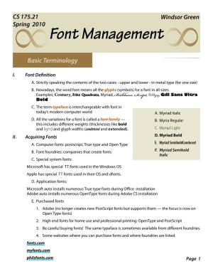 Font Management Basic Terminology ∞ I