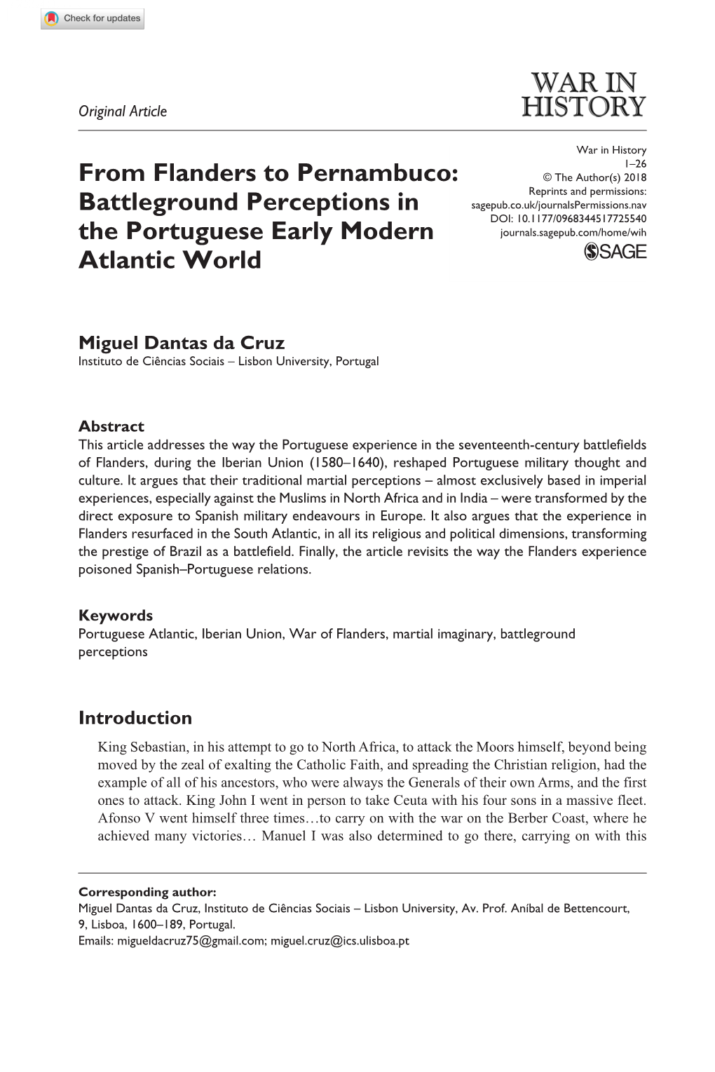 Battleground Perceptions in the Portuguese Early Modern Atlantic