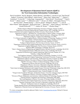 Development of Quantum Interconnects (Quics) for Next-Generation Information Technologies