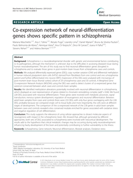 Co-Expression Network of Neural-Differentiation Genes Shows