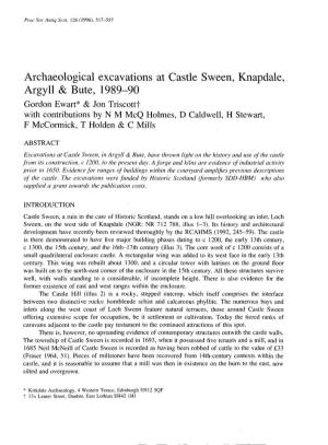 Archaeological Excavations at Castle Sween, Knapdale, Argyll & Bute, 1989-90