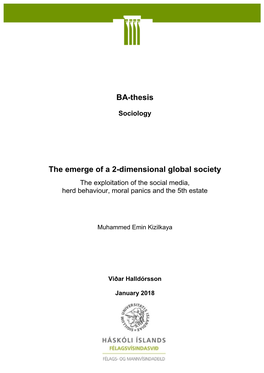 BA-Thesis the Emerge of a 2-Dimensional Global Society
