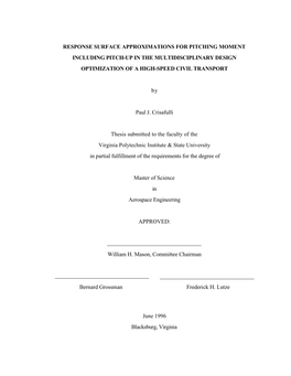 Response Surface Approximations for Pitching Moment Including Pitch-Up in the Multidisciplinary Design Optimization of a High-Speed Civil Transport