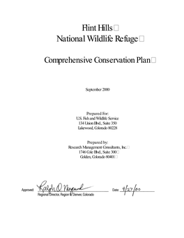 Flint Hills National Wildlife Refuge, Final Comprehensive Conservation