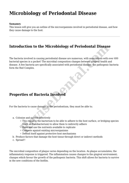 Microbiology of Periodontal Disease