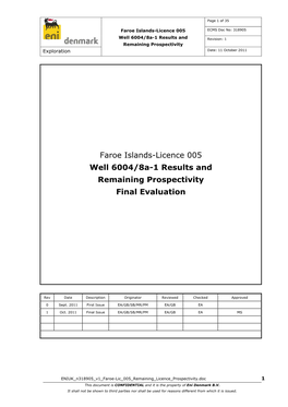 Faroe Islands-Licence 005 Well 6004/8A-1 Results and Remaining Prospectivity Final Evaluation