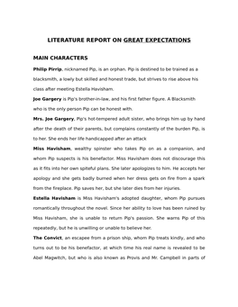 Literature Report on Great Expectations