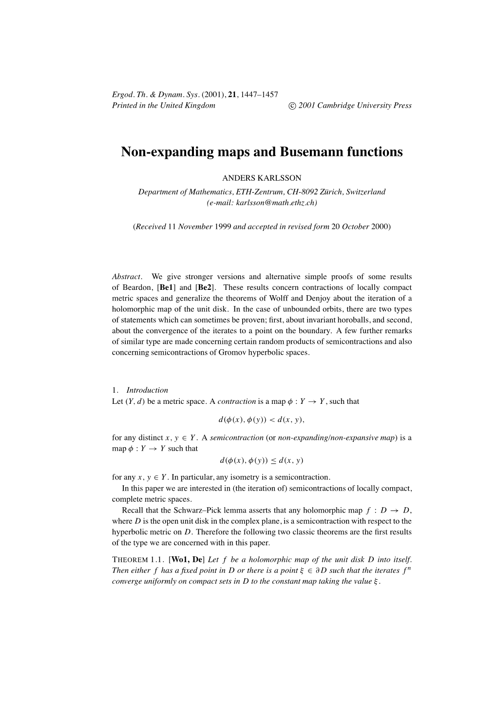 Non-Expanding Maps and Busemann Functions