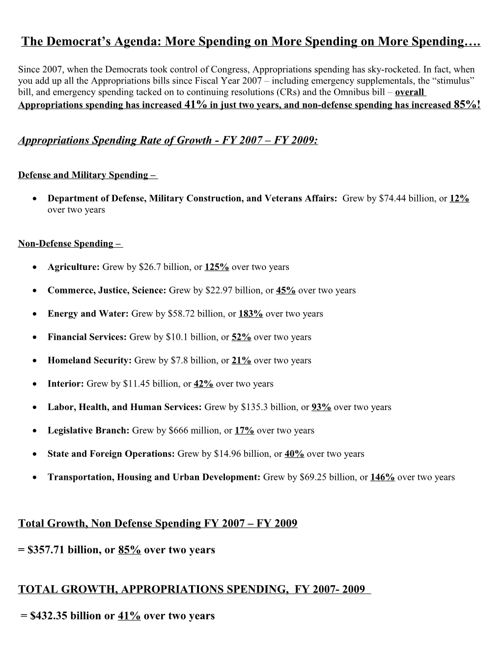 The Democrat S Agenda: More Spending on More Spending on More Spending