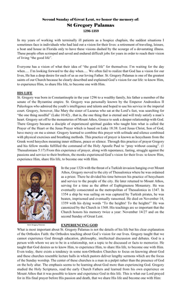 St Gregory Palamas 1296-1359