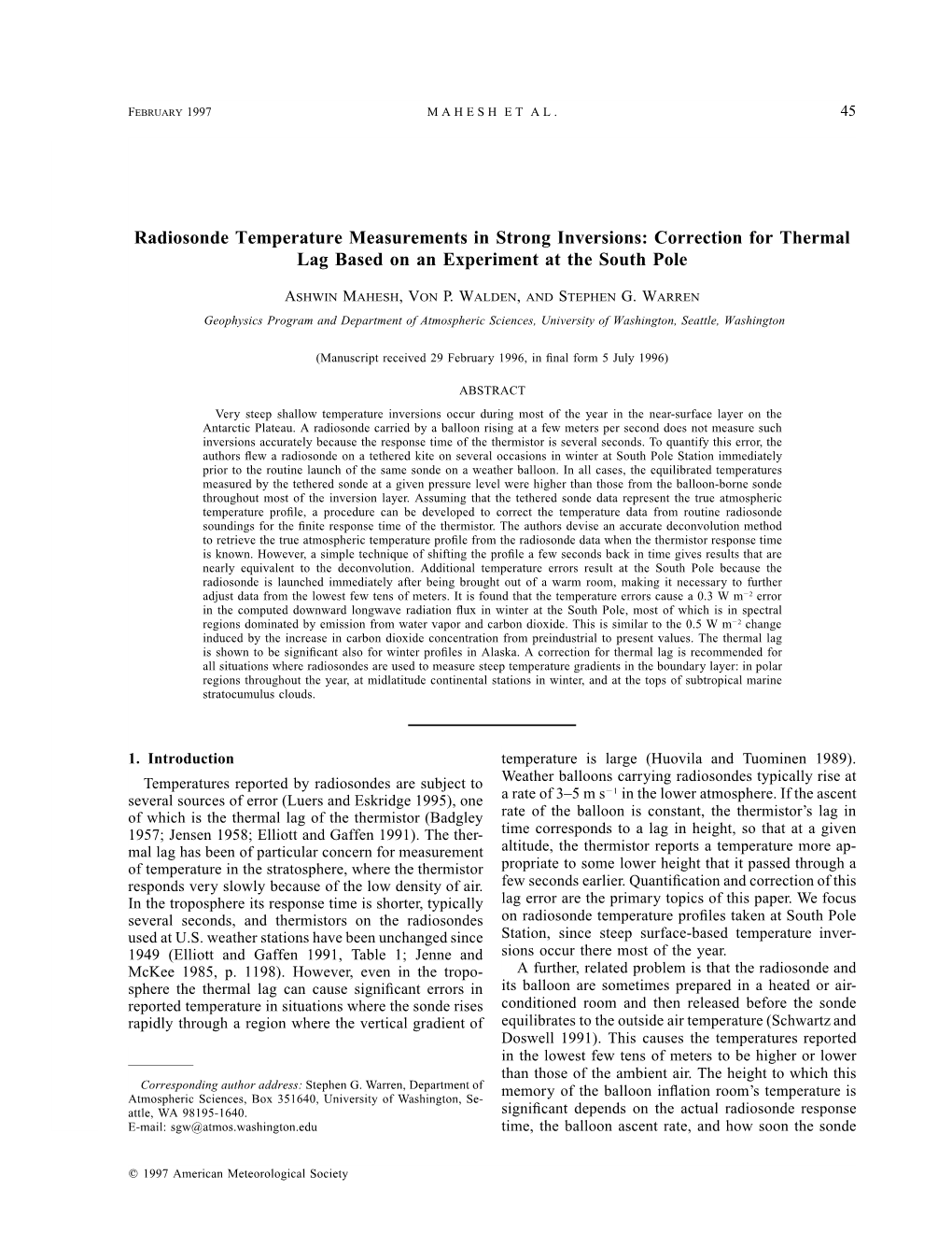 Correction for Thermal Lag Based on an Experiment at the South Pole