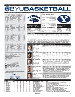 Byu 2018-19 Schedule Social Media 1 Game