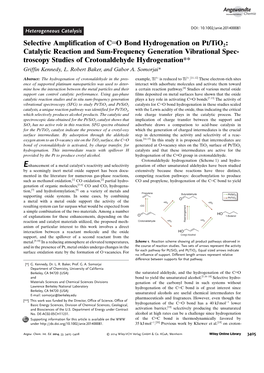 Selective Amplification of CO Bond Hydrogenation on Pt/Tio2: Catalytic