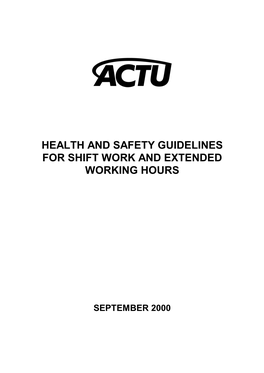 Health and Safety Guidelines for Shift Work and Extended Working Hours