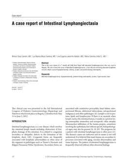A Case Report of Intestinal Lymphangiectasia