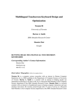 Multilingual Touchscreen Keyboard Design and Optimization