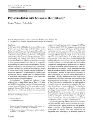 Phytoremediation with Geosiphon-Like Symbiosis?