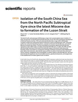 Isolation of the South China Sea from the North Pacific Subtropical Gyre