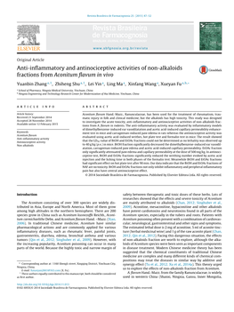 Anti-Inflammatory and Antinociceptive Activities of Non-Alkaloids Fractions