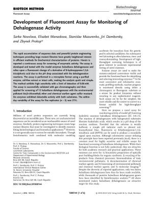 Development of Fluorescent Assay for Monitoring of Dehalogenase Activity