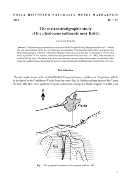 The Malacostratigraphic Study of the Pleistocene Sediments Near Kislõd