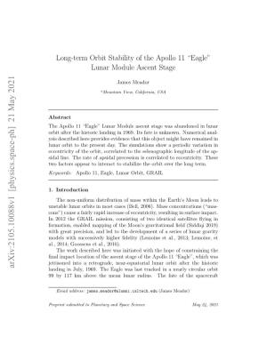 Long-Term Orbit Stability of the Apollo 11 “Eagle” Lunar Module Ascent Stage